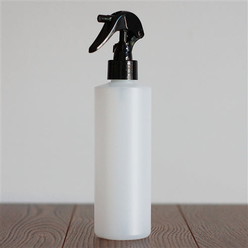 250 ml Natural HDPE Cylinder with Mini Trigger Mister - Black